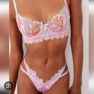 NWT For Love & Lemons Aster Pink Floral Lingerie Set